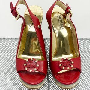 MICHAEL Michael Kors Red Canvas Wedge Size 7